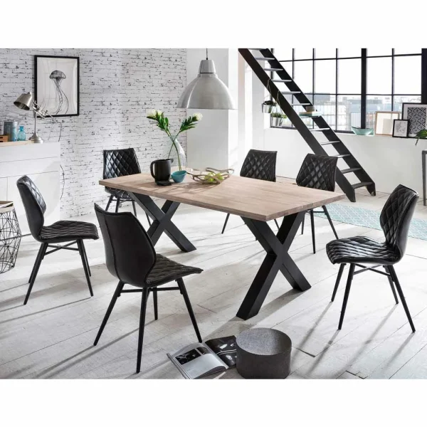 Bestpreis ? Loft Essgruppe Rumenia Mit Eichentisch X-Gestell (siebenteilig) ? 1