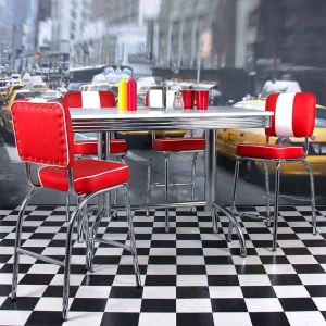 Bester Verkauf ? Rotes American Diner Set Branch Mit Bartisch (fünfteilig) ? 10